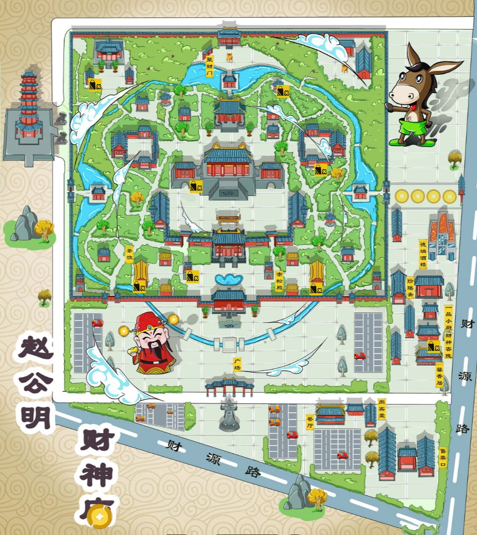 鹤庆寺庙类手绘地图
